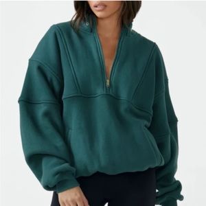JOAH BROWN limited color Green jade Retro Half Zip
Sweatshirt